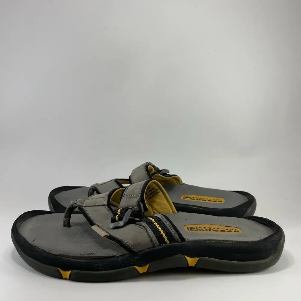 Sperry Top-Sider Santa Cruz Grey Leather Flip Flops Thong Sandals Mens Size 10
